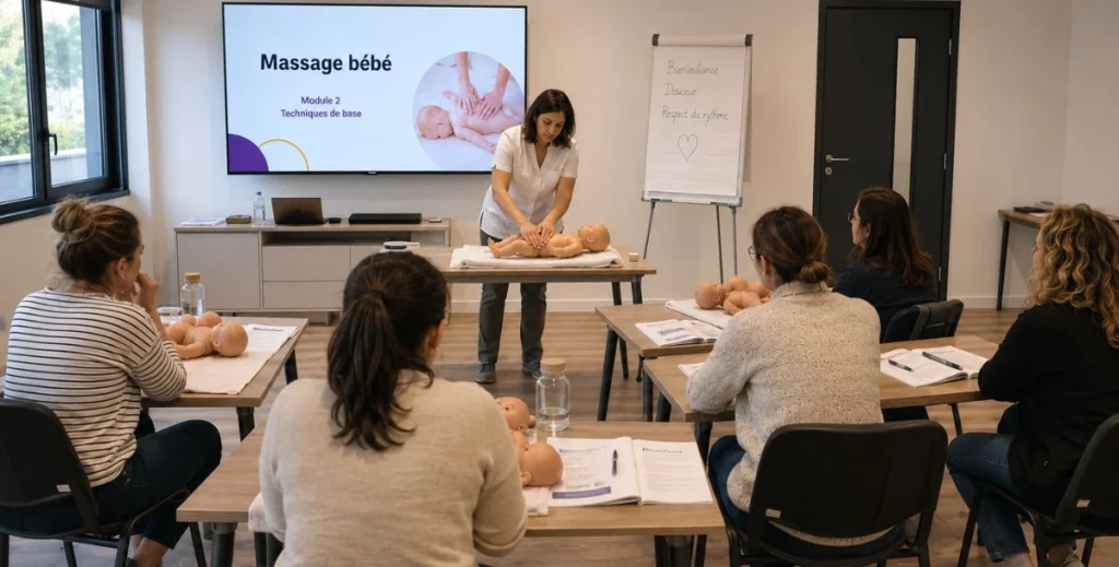 Formation métier petite enfance massage bébé
